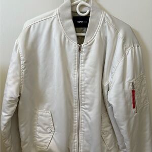 Men’s Fashion Nova Chaos Military Bomber Jacket – White (Size Medium)